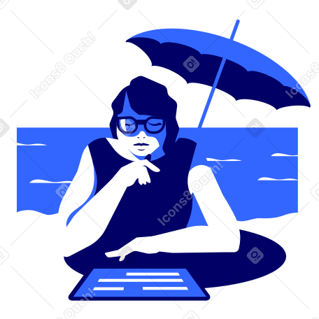 Fernarbeit mit einem tablet in einem strandresort PNG, SVG