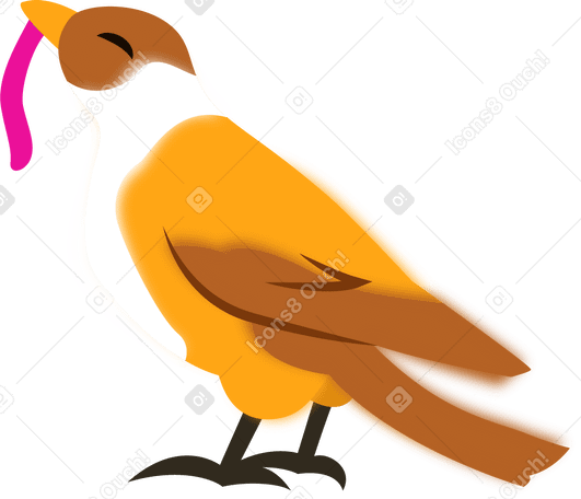 bird with a worm PNG, SVG