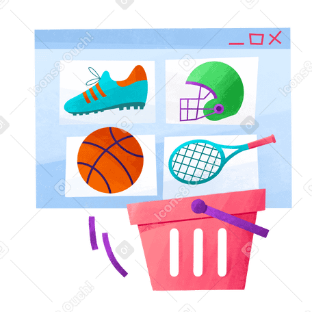Shopping for sports equipment Illustration in PNG, SVG