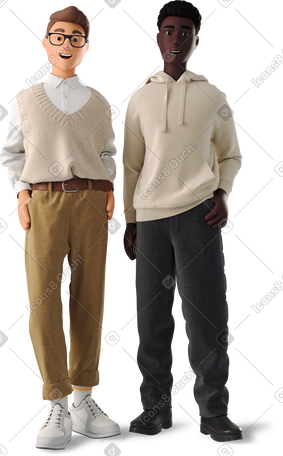 3D 穿着休闲服的年轻人站着 PNG, SVG