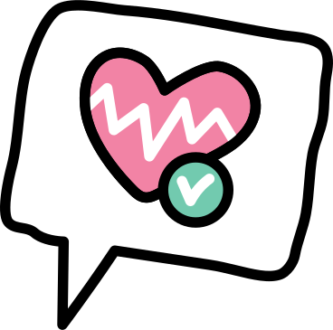 Speech bubble with heart and rhythm PNG, SVG
