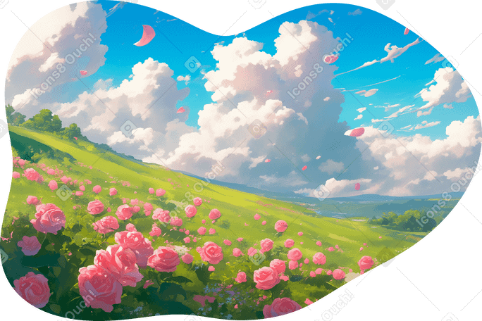 バラ畑の背景 PNG、SVG