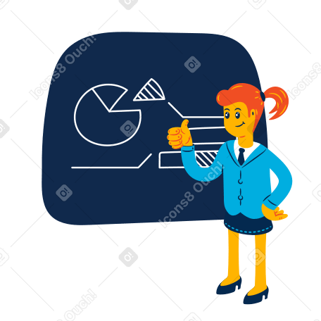 Marketing specialist giving a presentation animated illustration in GIF, Lottie (JSON), AE
