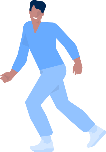 smiling man runs and turns his head PNG, SVG