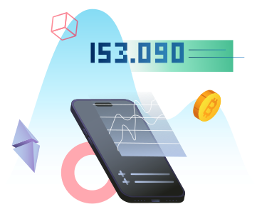 Cryptocurrency market and exchange on phone screen PNG, SVG