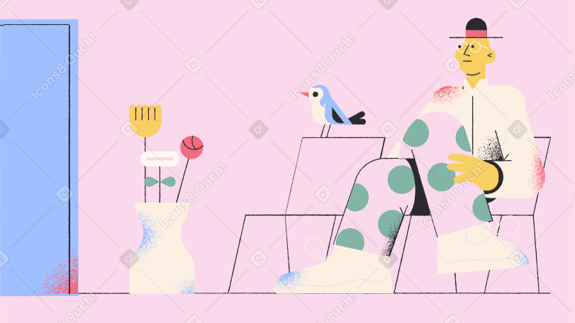 Waiting in the living room Illustration in PNG, SVG
