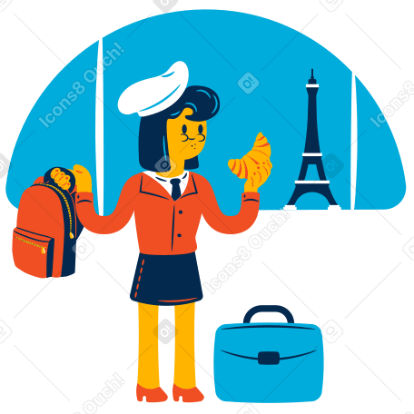 Vacation in France Illustration in PNG, SVG