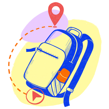 Travelling with one backpack to the intended goal PNG, SVG
