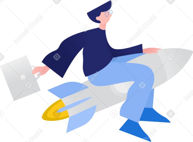 man flying on a rocket Illustration in PNG, SVG