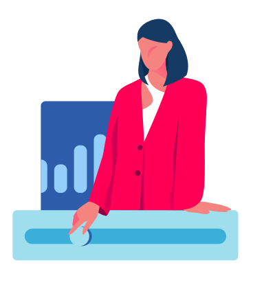 Woman working with analytics PNG, SVG