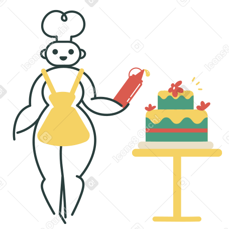 Robot boulanger décorant un gâteau PNG, SVG