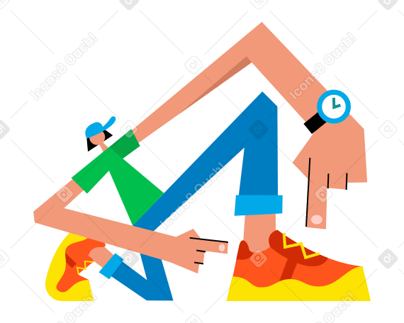 Guy pointing at his sneaker Illustration in PNG, SVG