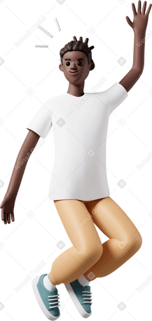 3D boy jumping Illustration in PNG, SVG