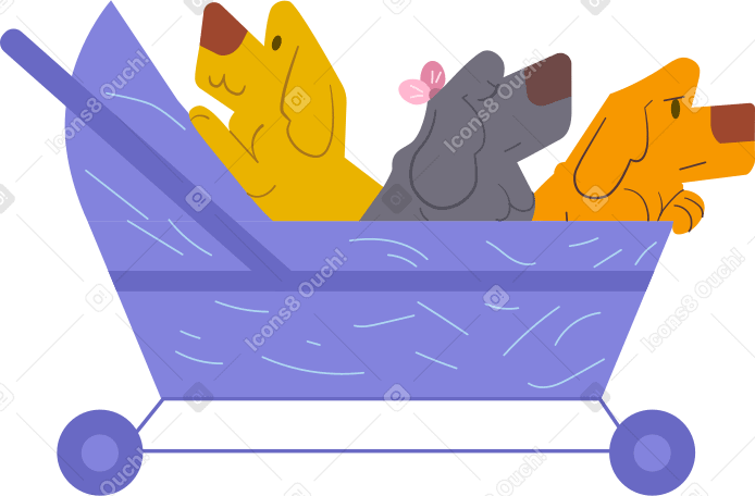 puppies in a stroller PNG, SVG
