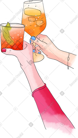 two hands holding glasses with drinks PNG, SVG