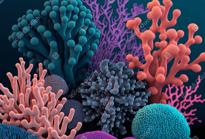 Fond de coraux de différentes couleurs 3d PNG, SVG