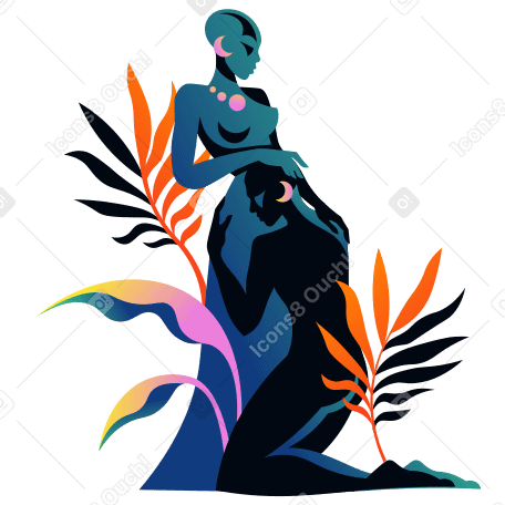 African couple hugging in nature PNG, SVG