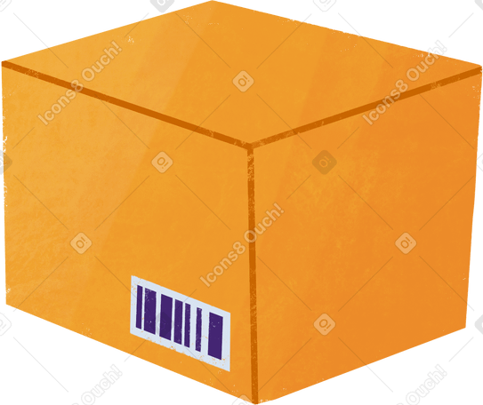 cardboard container with barcode Illustration in PNG, SVG