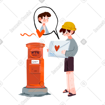 Boy sending a love letter to a boy PNG, SVG