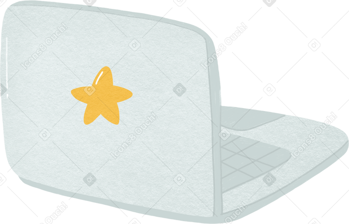 gray laptop with a star PNG, SVG
