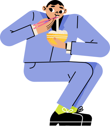Mann isst nudeln mit stäbchen PNG, SVG