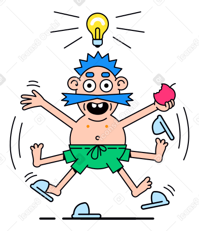 Man with an apple getting an idea PNG, SVG