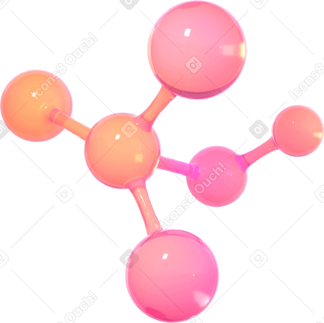 3D Iridescent connections in a glass molecule PNG, SVG
