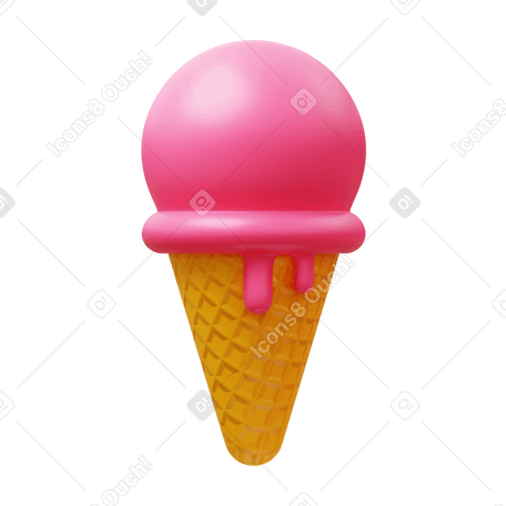 3D ice cream cone Illustration in PNG, SVG