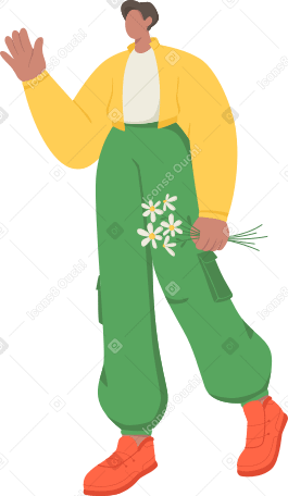 man with flowers PNG, SVG