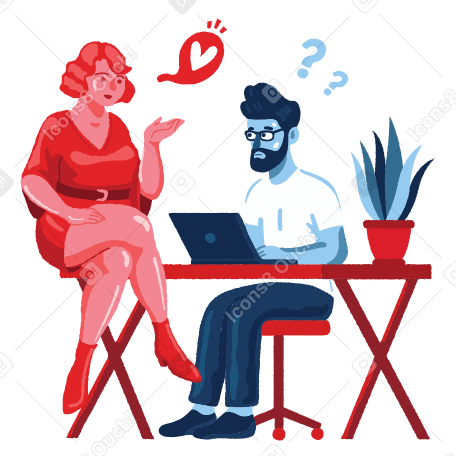 Love affair at work Illustration in PNG, SVG