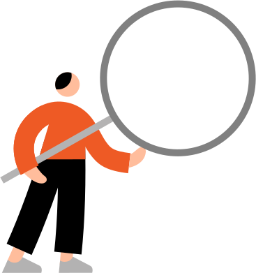 Young man with magnifying glass PNG, SVG