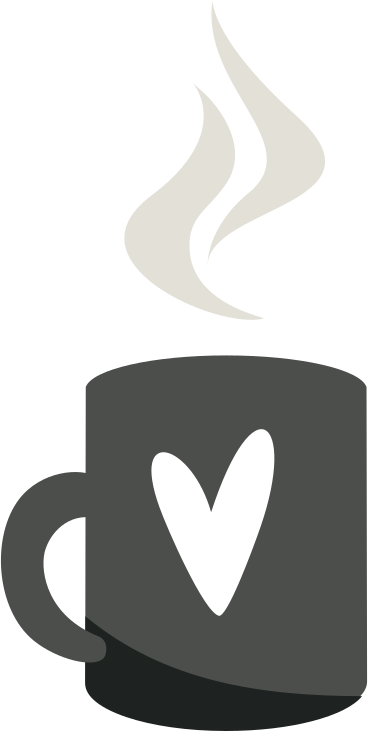 gray coffee mug with heart PNG, SVG