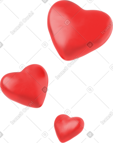 Floating red hearts PNG, SVG