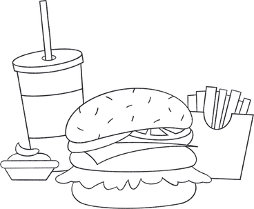 fries burger soda sauce PNG, SVG