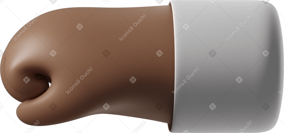 3D Fist of a dark brown skin hand turned to the left Illustration in PNG, SVG