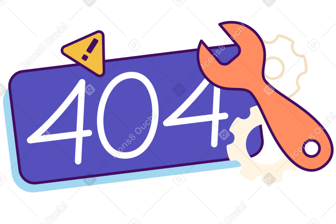 경고 기호와 렌치 텍스트가 있는 문자 오류 404 PNG, SVG