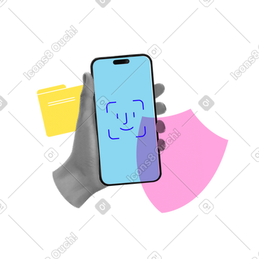 使用智能手机上的 face id 登录 PNG, SVG