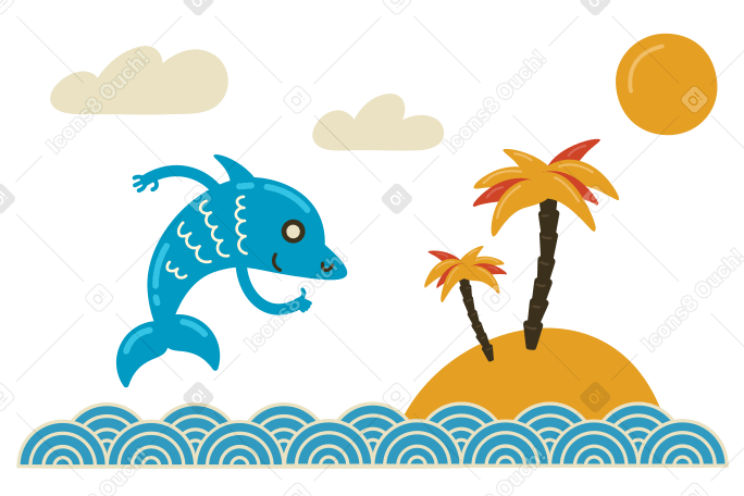 Happy dolphin Illustration in PNG, SVG