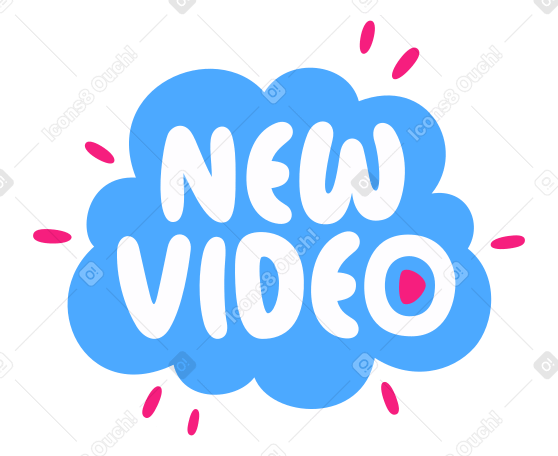 lettering sticker new video in cloud text PNG, SVG