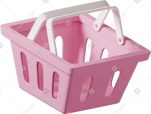3D Розовая пластиковая корзина для покупок в PNG, SVG