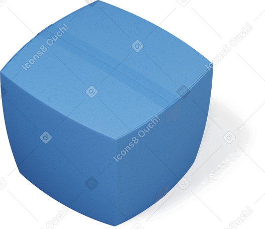 3D Top view of blue closed box turned right Illustration in PNG, SVG
