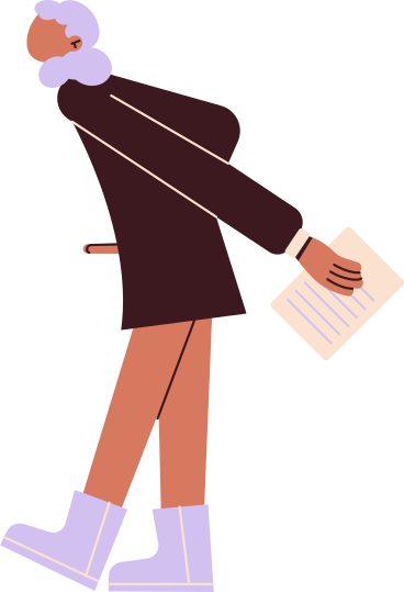 young woman in a brown dress with a document PNG, SVG