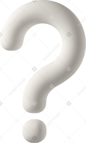 3D close up of white question mark Illustration in PNG, SVG