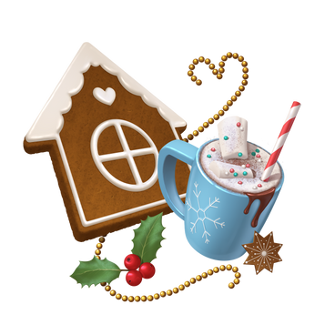 Christmas drink with gingerbread cookie PNG, SVG
