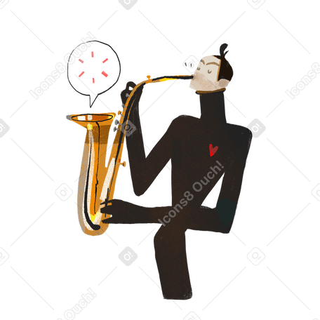 Mann mit saxophon und ladespinner PNG, SVG