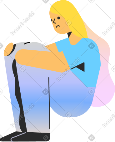 Sitting sad woman PNG, SVG