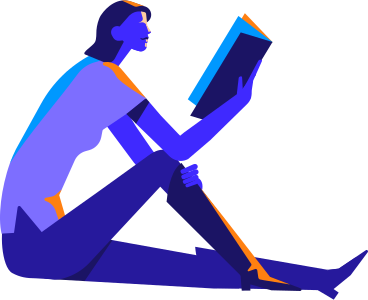 woman reading a book is sitting on the floor PNG, SVG