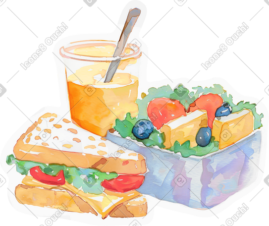 a box with sandwiches and a drink PNG, SVG