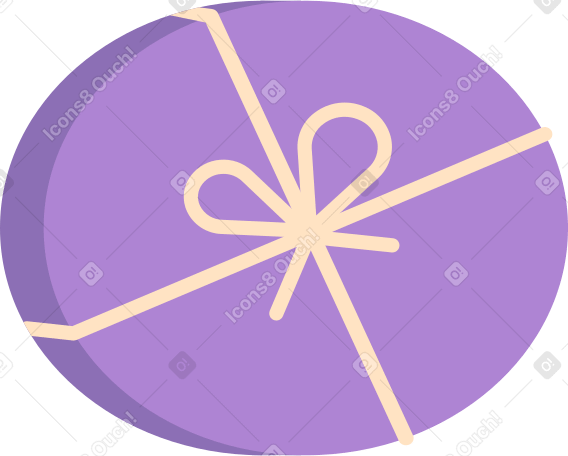 round lilac box with bow Illustration in PNG, SVG