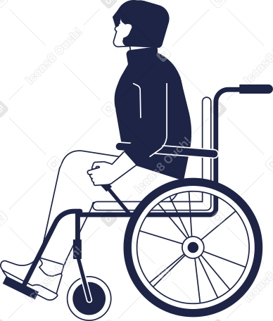 Мужчина в инвалидной коляске, вид сбоку в PNG, SVG